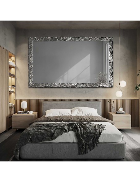 Elegantní nástěnné zrcadlo ve stříbrném rámu s grafitovým sklem – CLAUDE GRAPHITE