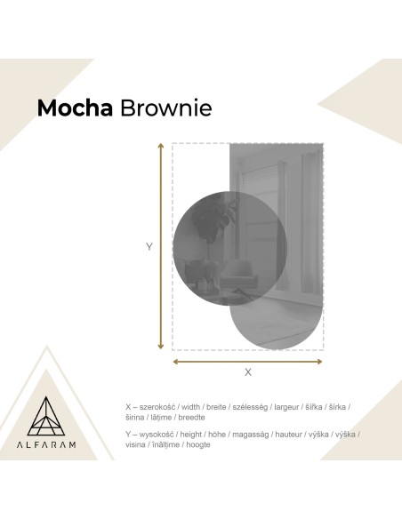 Půloválné zrcadlo s kulatou hnědou zrcadlovou tabulí – MOCHA BROWNIE