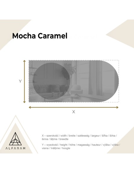 Půloválné zrcadlo s kulatou hnědou zrcadlovou tabulí – MOCHA CARAMEL