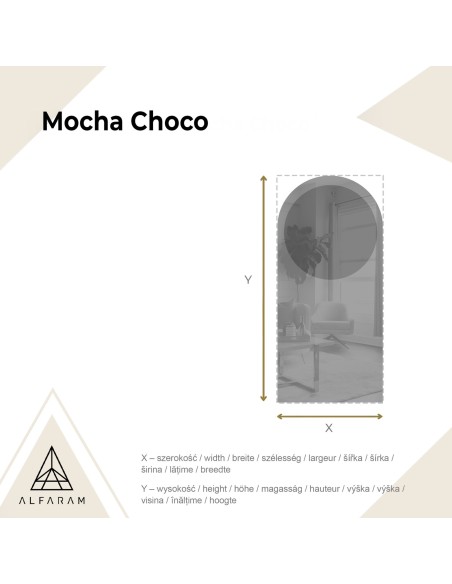 Půloválné zrcadlo s kulatou hnědou zrcadlovou tabulí – MOCHA CHOCO