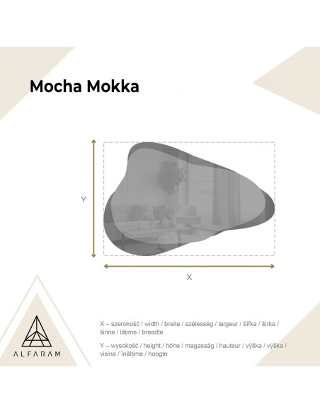 Nepravidelné zrcadlo na hnědé zrcadlové tabuli – MOCHA MOKKA