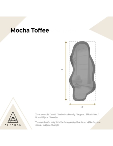 Nepravidelné zrcadlo na hnědé zrcadlové tabuli – MOCHA TOFFEE