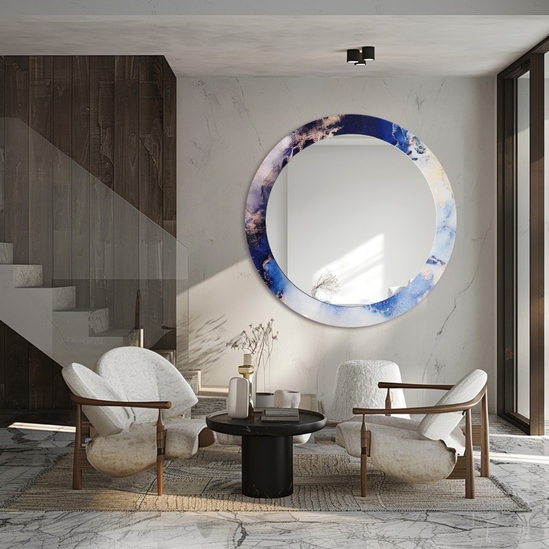 Kulaté zrcadlo na modrém mramoru – MARBLE IRIS
