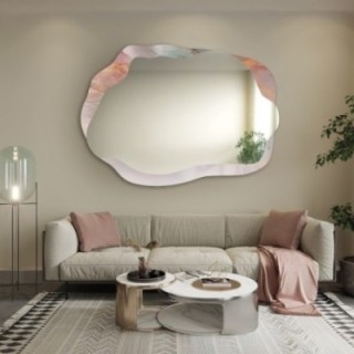 Nepravidelné zrcadlo na růžovém mramoru – MARBLE ROSATO