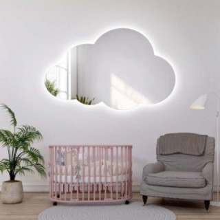 Zrcadlo do dětského pokoje ve tvaru mráčku s podsvícením – CLOUD LED
