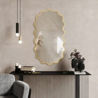 Oválné zrcadlo ve vlnitém MDF rámu – AQUARELLE ELORA