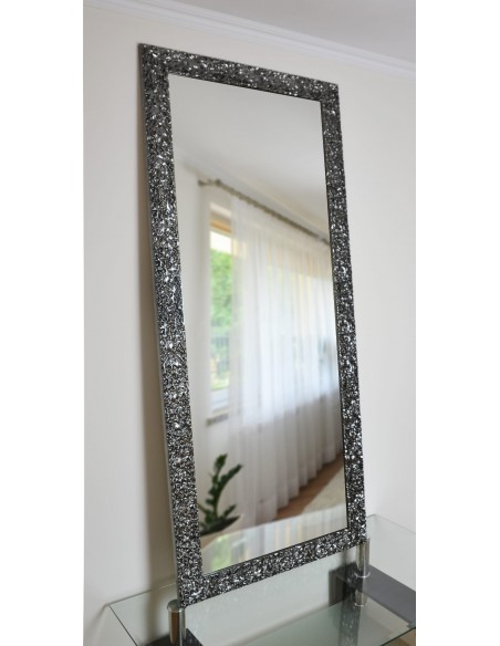 Zrcadlo Glamour v bohatém grafitovém rámu ve vysokém lesku - 8002005