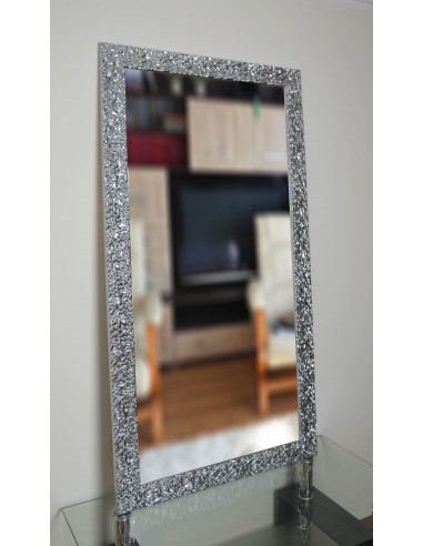 Zrcadlo Glamour v bohatém stříbrném rámu ve vysokém lesku - 8002003