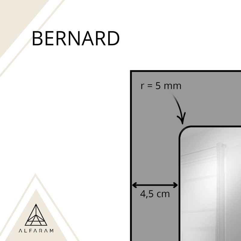 Loftové zrcadlo s mřížkou v černém rámu z MDF – BERNARD
