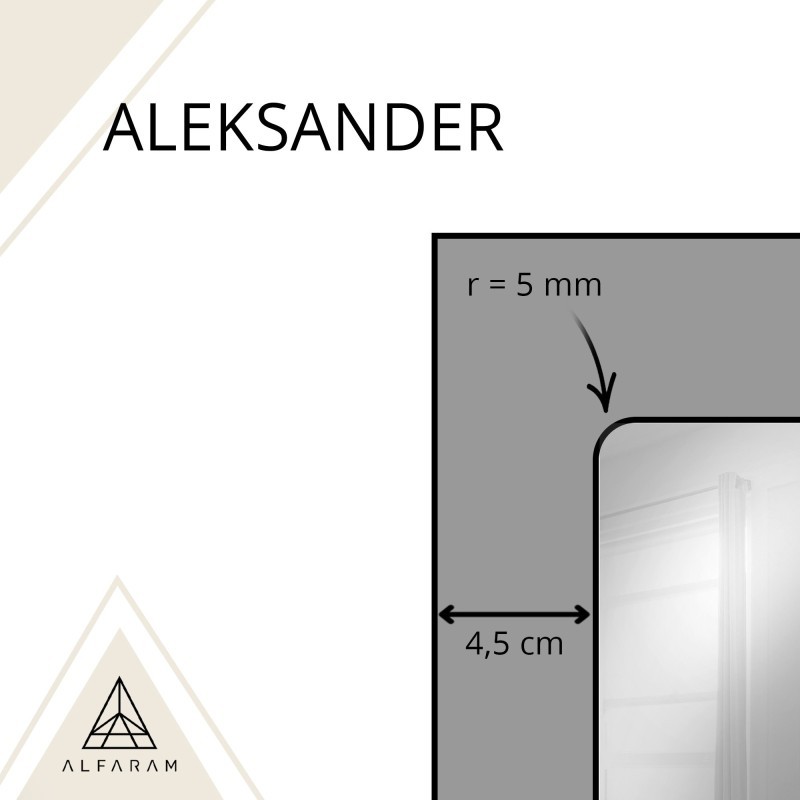 Loftové zrcadlo s mřížkou v černém rámu z MDF – ALEKSANDER