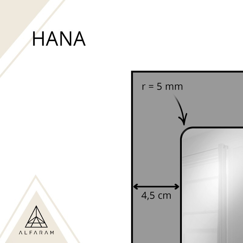 Loftové zrcadlo s mřížkou v černém rámu z MDF – HANA