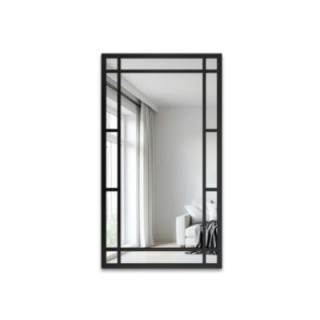Loftové zrcadlo s mřížkou v černém rámu z MDF – SET