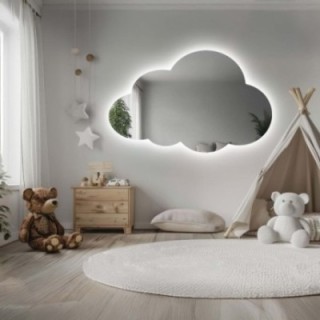 Zrcadlo do dětského pokoje ve tvaru mráčku s podsvícením – CLOUD LED