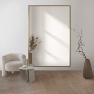 Obdélníkové zrcadlo v minimalistickém zlatém rámu 1201