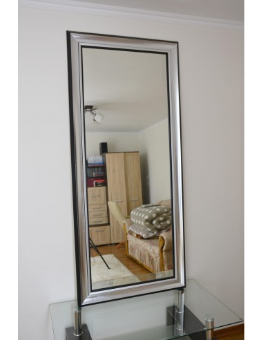 Zrcadlo v bohatém černo-stříbrném rámu - 9801001