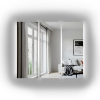 Velké nástěnné LED zrcadlo, 3dílné na míru – TREGIS LED