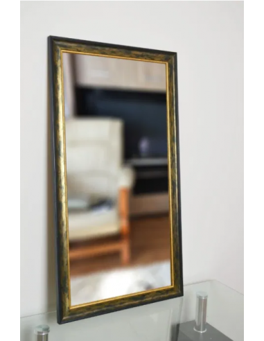 Zrcadlo v zeleno-zlatém dřevěném rámu - 5401001