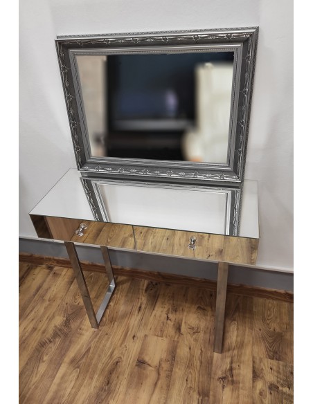 Zrcadlová konzolová toaleta se stříbrnými glamour nožkami - SILVER TOILETTE