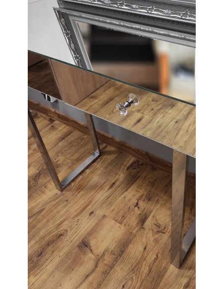 Zrcadlová konzolová toaleta se stříbrnými glamour nožkami - SILVER TOILETTE