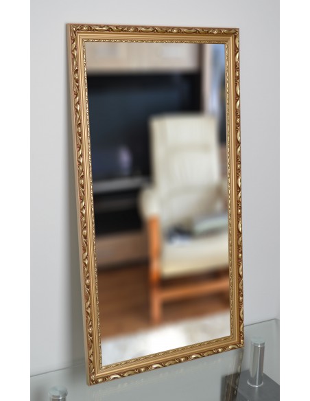 Zrcadlo ve zlatém ozdobném dřevěném rámu - 5004003