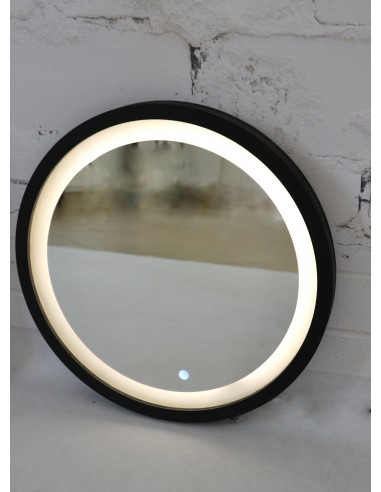 Kulaté zrcadlo v černém matném mdf rámu s pískovaným osvětlením - OTIS LED - barva rámu dle vašeho výběru
