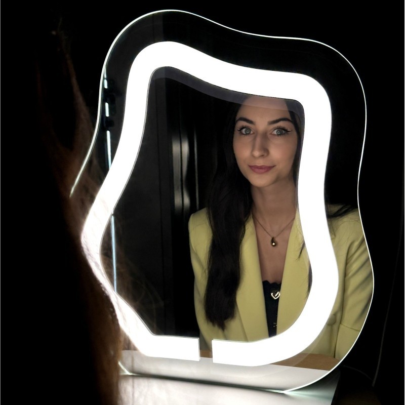 Kosmetické zrcátko s pískovaným podsvícením - FLOW LED PETITE