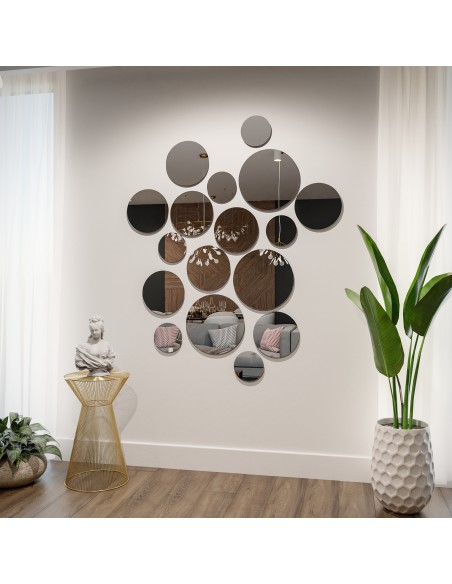 Sada kulatých leštěných zrcadel 17 kusů: 3x fi40, 8x fi30, 6x fi20