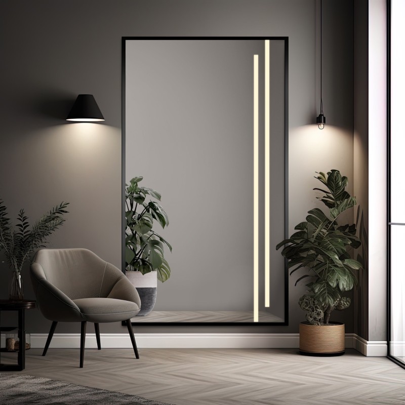 Zrcadlo v černém rámu s osvětlením - 1503 LED III - výběr barvy rámu