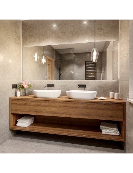 Obdélníkové koupelnové zrcadlo leštěné s možností osvětlení - AGIS LED na míru