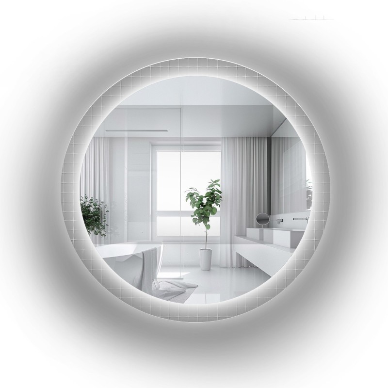 Kulaté zrcadlo na ornamentálním skle Master Flex s osvětlením - LUXORA FROSTED LED