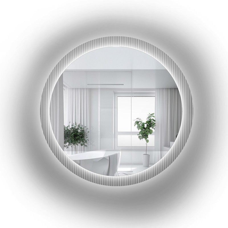 Kulaté zrcadlo na ornamentálním skle Visiosun Classic s osvětlením - LUXORA GLIMMER LED
