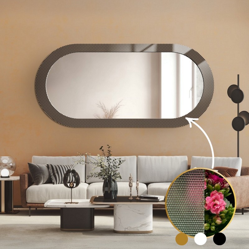 Dekorativní oválné zrcadlo na ornamentálním skle Master Point - LUXORA ORNATE