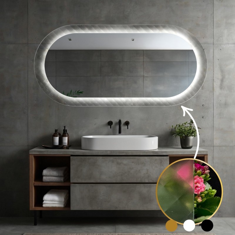 Oválné zrcadlo na ornamentálním skle Master Soft s osvětlením - LUXORA VESPER LED