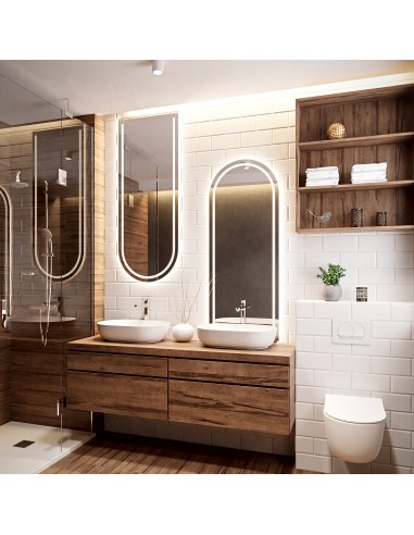 Sada dvou polooválných koupelnových zrcadel s osvětlením - PLATO LED KIT