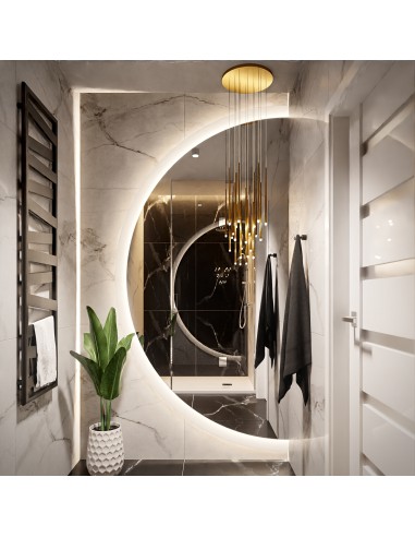 Kulaté koupelnové zrcadlo se zkosenou stranou a osvětlením - CAPELLA LED zkosená strana