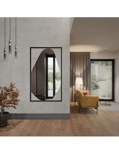 Organické zrcadlo v černém MDF rámu -...