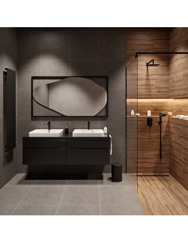 Organické zrcadlo v černém MDF rámu -...