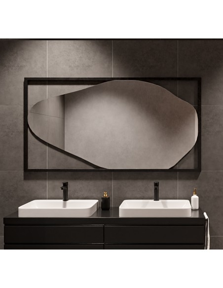 Organické zrcadlo v černém MDF rámu - HUBERTUS