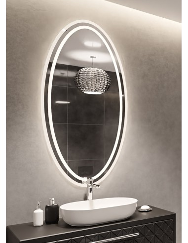 Pískované eliptické zrcadlo s osvětlením - FRIDA LED II