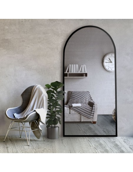 Poloviční oválné zrcadlo v matném černém mdf rámu - BERDO - barva rámu dle vašeho výběru