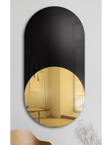 Exkluzivní oválné dekorativní zrcadlo s černým lakobelem - ONYX