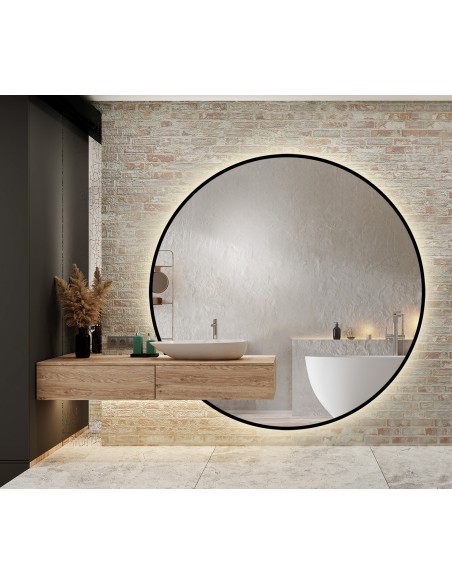 Kulaté led zrcadlo na míru s výřezem do skříňky v mdf rámu - ORFEUSZ LED