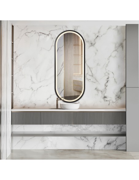 Oválné zrcadlo v mdf rámu s osvětlením - OSKAR LED II