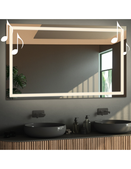 Obdélníkové koupelnové zrcadlo s reproduktorem bluetooth - EMI LED PREMIUM