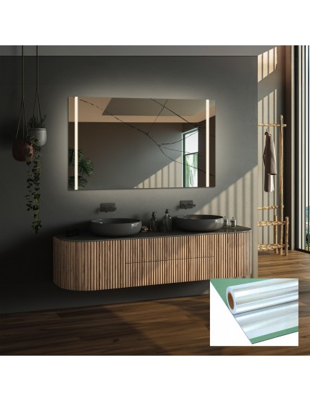 Obdélníkové koupelnové zrcadlo s bezpečnostní fólií - FLAWIA LED PREMIUM