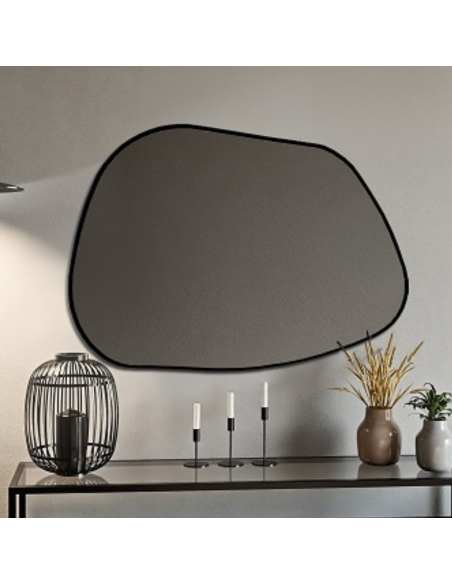 Organicky tvarované zrcadlo v rámu z MDF - BAZALT V RÁMU