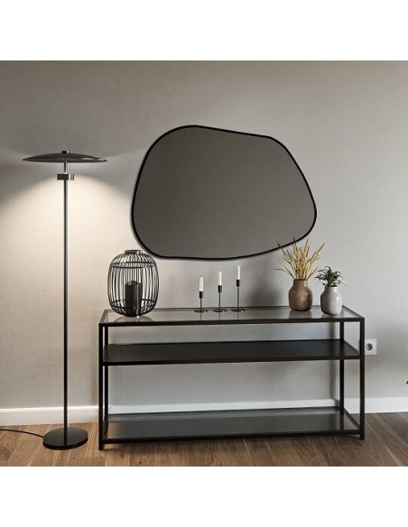 Organicky tvarované zrcadlo v rámu z MDF - BAZALT V RÁMU