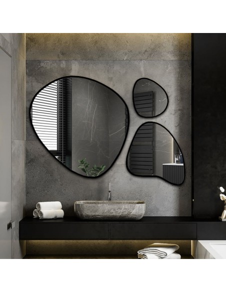 Sada tří zrcadel s organickým tvarem v rámu - FLORA V RÁMU