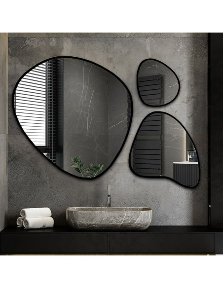 Sada tří zrcadel s organickým tvarem v rámu - FLORA V RÁMU