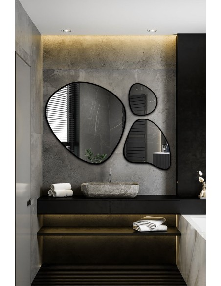 Sada tří zrcadel s organickým tvarem v rámu - FLORA V RÁMU